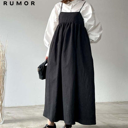 ワッシャージャガード ワンピース BLACK