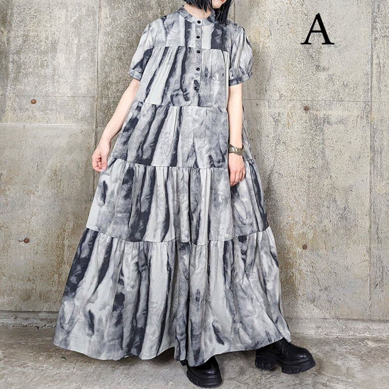 RooM404 Mode Print Long Shirt Dress Dark Marble