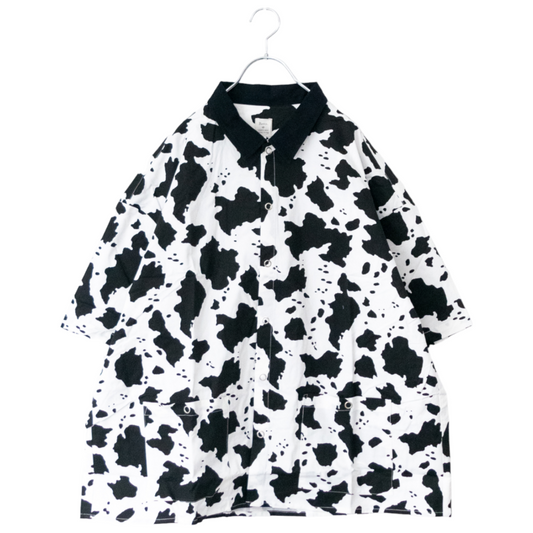 Revo. Cow print Holstein pattern Cleric short sleeve shirt