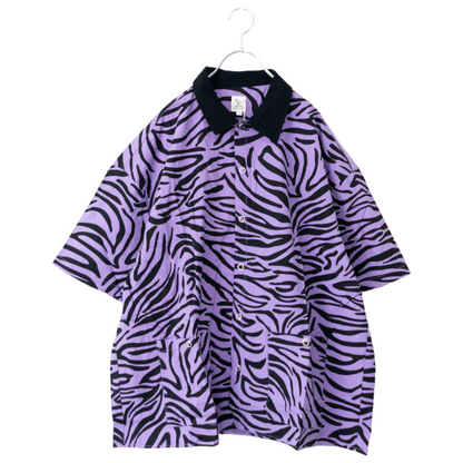 Revo. ゼブラパターン クレリック 半袖シャツ PURPLE