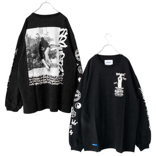 SEQUENZ OG COLLAGE PUFF PRINT LONG T-SHIRT BLACK