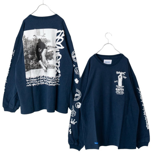 SEQUENZ O.G COLLAGE PUFF プリント ロンT NAVY