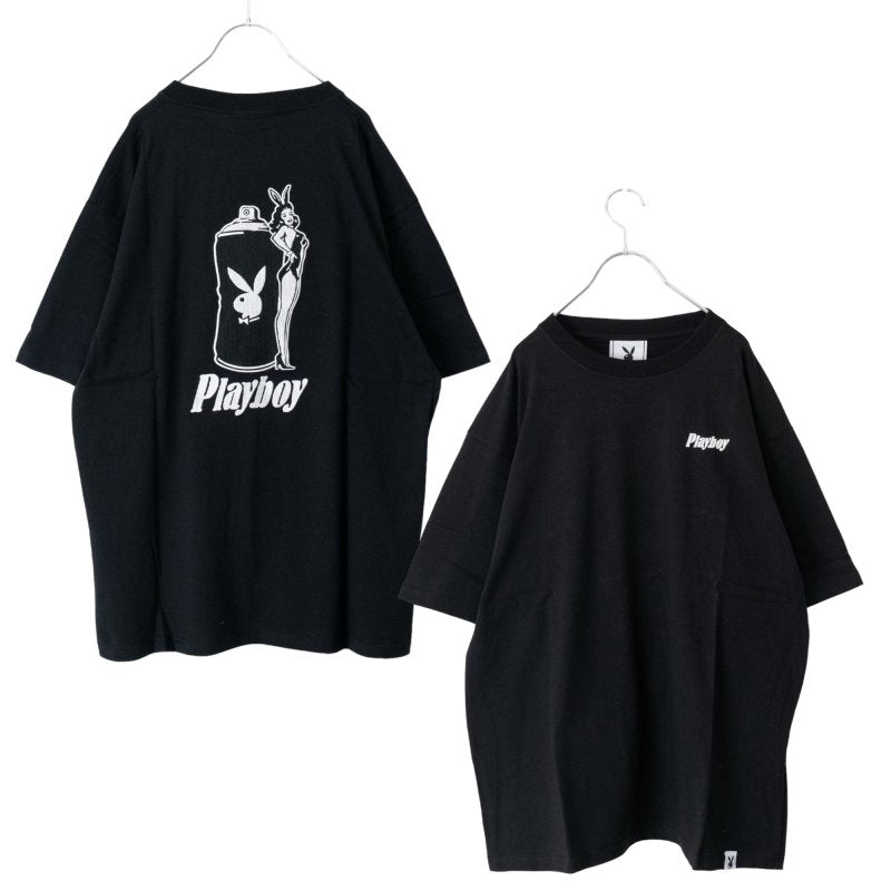 SEQUENZ meets PLAYBOY PB SPRAY×BUNNY EMB Short-sleeved T-shirt BLACK