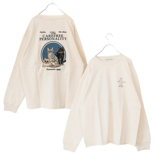 POWER TO THE PEOPLE Cat Embroidery Shirt OFF WHITE