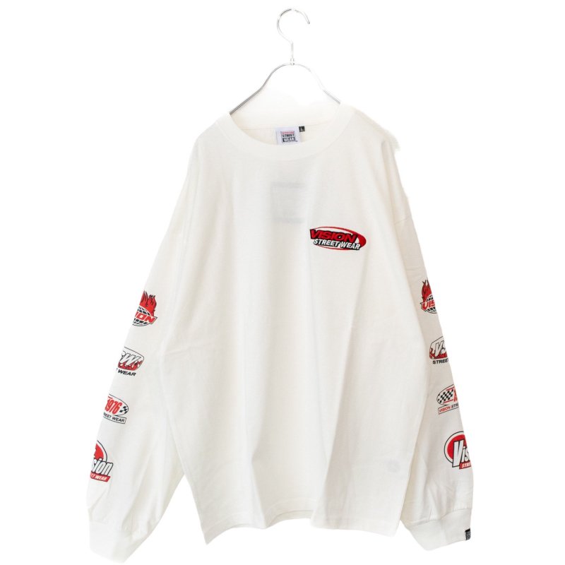 VISION STREET WEAR Logo Sleeve Print Long T-Shirt WHITE