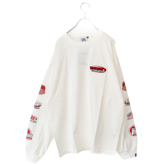 VISION STREET WEAR Logo Sleeve Print Long T-Shirt WHITE