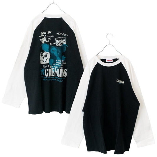 GREMLINS Gremlin Collage Raglan Long T-Shirt BLACK