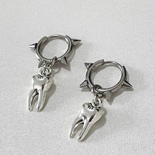 TEETH spike hoop earrings SILVER