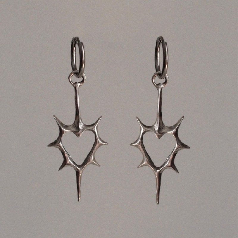 Spike Heart Earrings SILVER