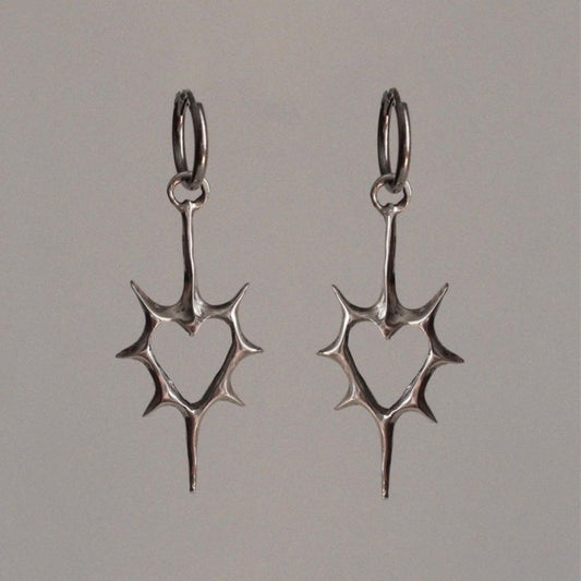 Spike Heart Earrings SILVER