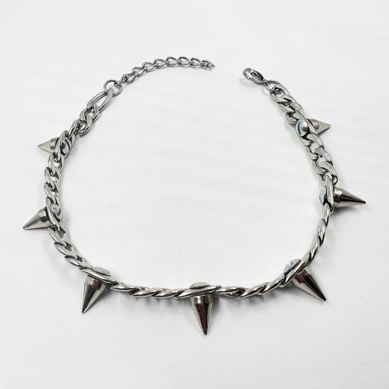 Spike stud chain necklace SILVER