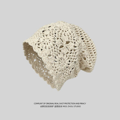Knitting Wrapping Beanie Hat BEIGE