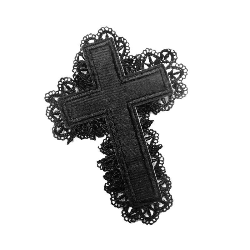 BROKEN BONE Lace Hair Accessory Cross BLACK