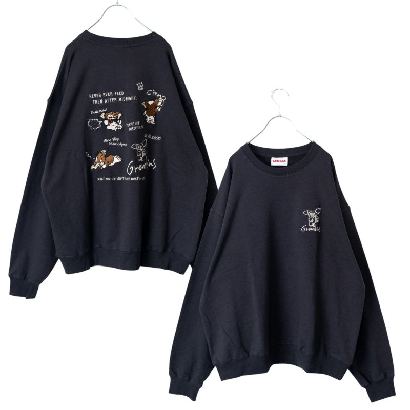 GREMLINS Embroidered Design Sweatshirt CHARCOAL