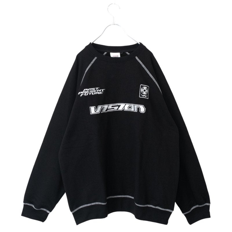 VISION STREET WEAR Sports Logo Embroidered Crew Neck Top BLACK