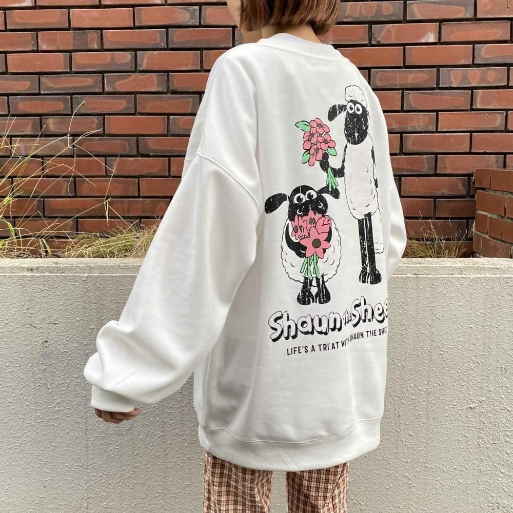 ひつじのショーン ダンボール スウェット トレーナー WHITE