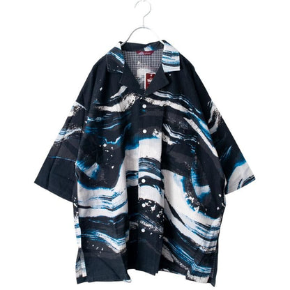 Kaya Men's Open-Collar Shirt in Dark Navy (KON)