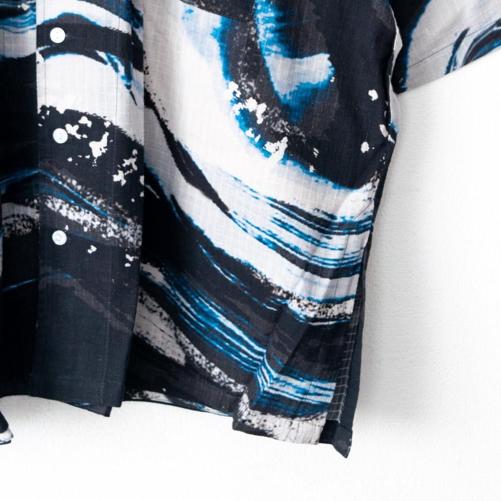 カヤ 白波 メンズ 開襟シャツ DARK NAVY KON