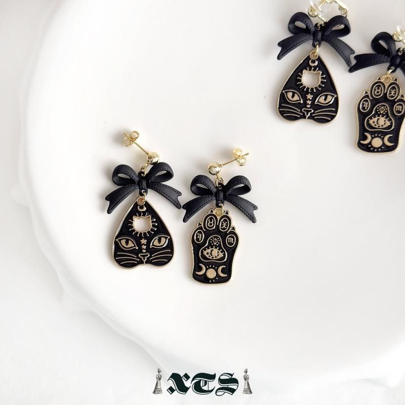 XTS Cat Planchette ネコ ピアス イヤリング TS0306 BLACK GOLD
