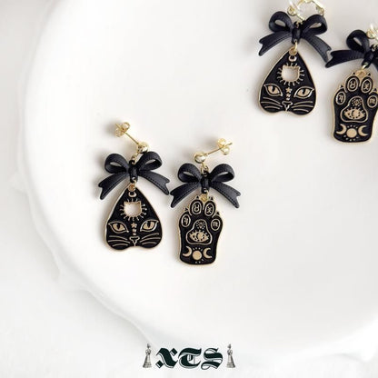 XTS Cat Planchette ネコ ピアス イヤリング TS0306 BLACK GOLD