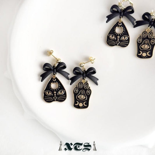 XTS Cat Planchette ネコ ピアス イヤリング TS0306 BLACK GOLD