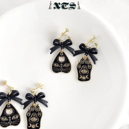 XTS Cat Planchette ネコ ピアス イヤリング TS0306 BLACK GOLD