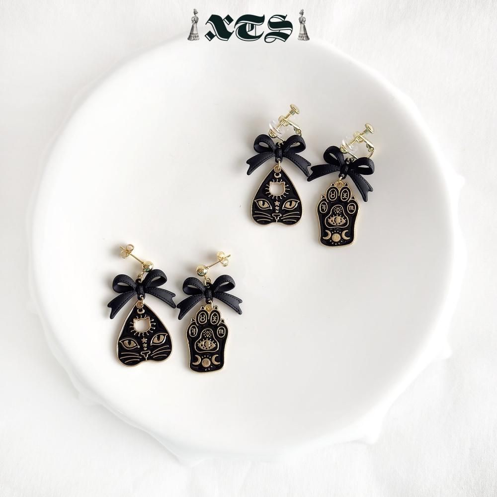 XTS Cat Planchette ネコ ピアス イヤリング TS0306 BLACK GOLD