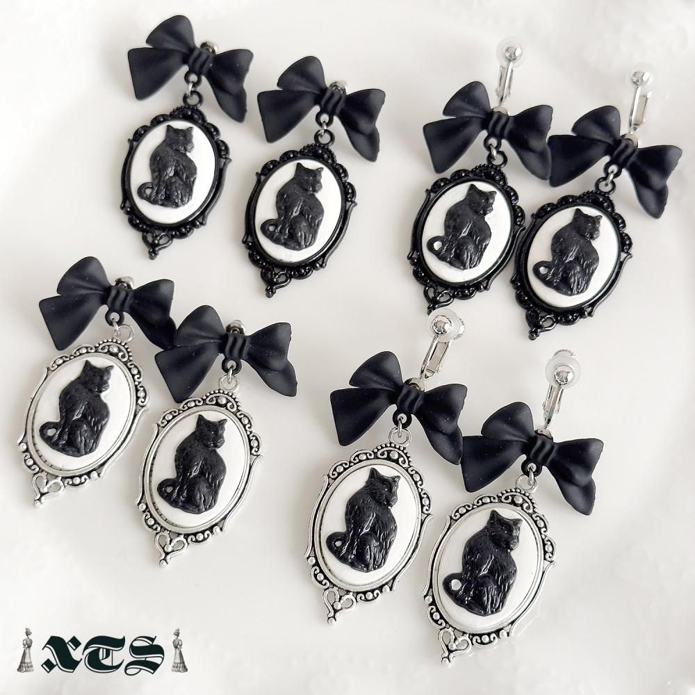 XTS Cat Silhouette Cameo ネコ ピアス イヤリング TS0307 SILVER