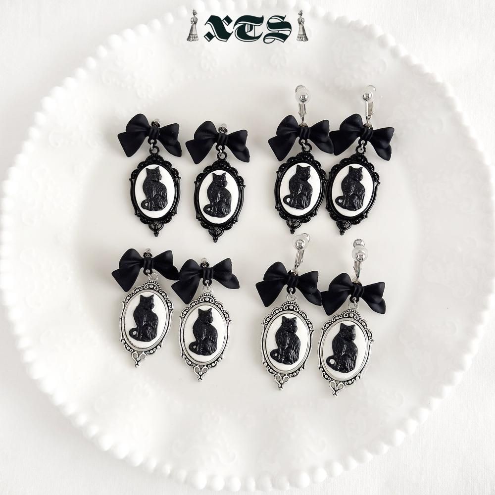 XTS Cat Silhouette Cameo ネコ ピアス イヤリング TS0307 SILVER