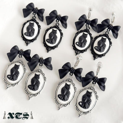 XTS Cat Silhouette Cameo ネコ ピアス イヤリング TS0307 BLACK