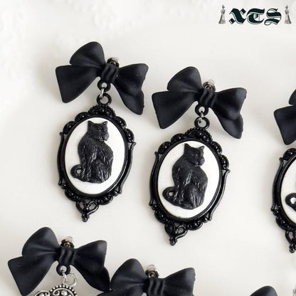 XTS Cat Silhouette Cameo ネコ ピアス イヤリング TS0307 BLACK