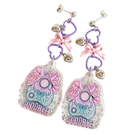 XTS Ribbon Heart Planchette Earrings TS0313