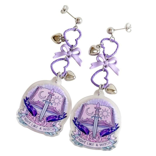 XTS Ribbon Heart Sword Pierced Earrings TS0314