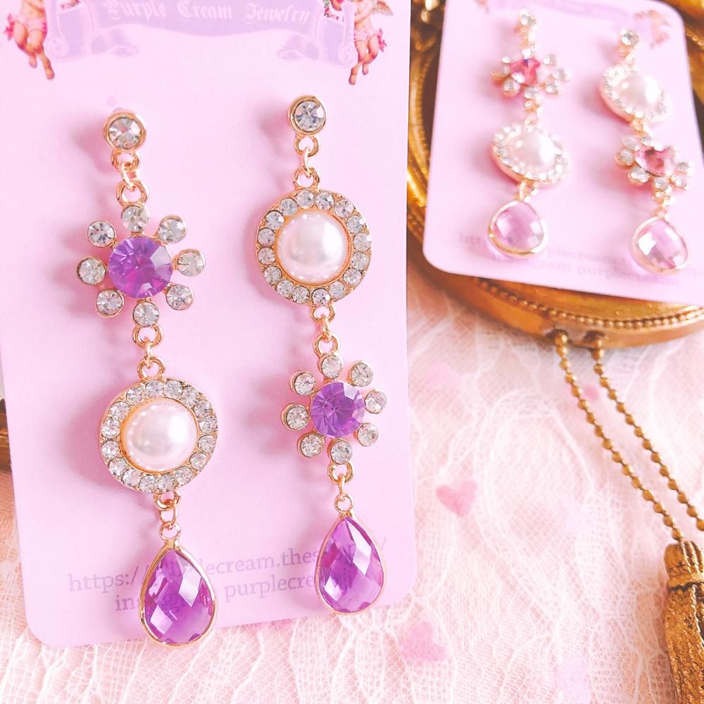 Purple Cream P120 ビジューパール ピアス