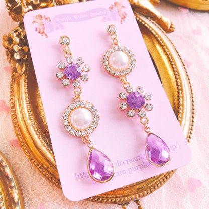 Purple Cream P120 ビジューパール ピアス