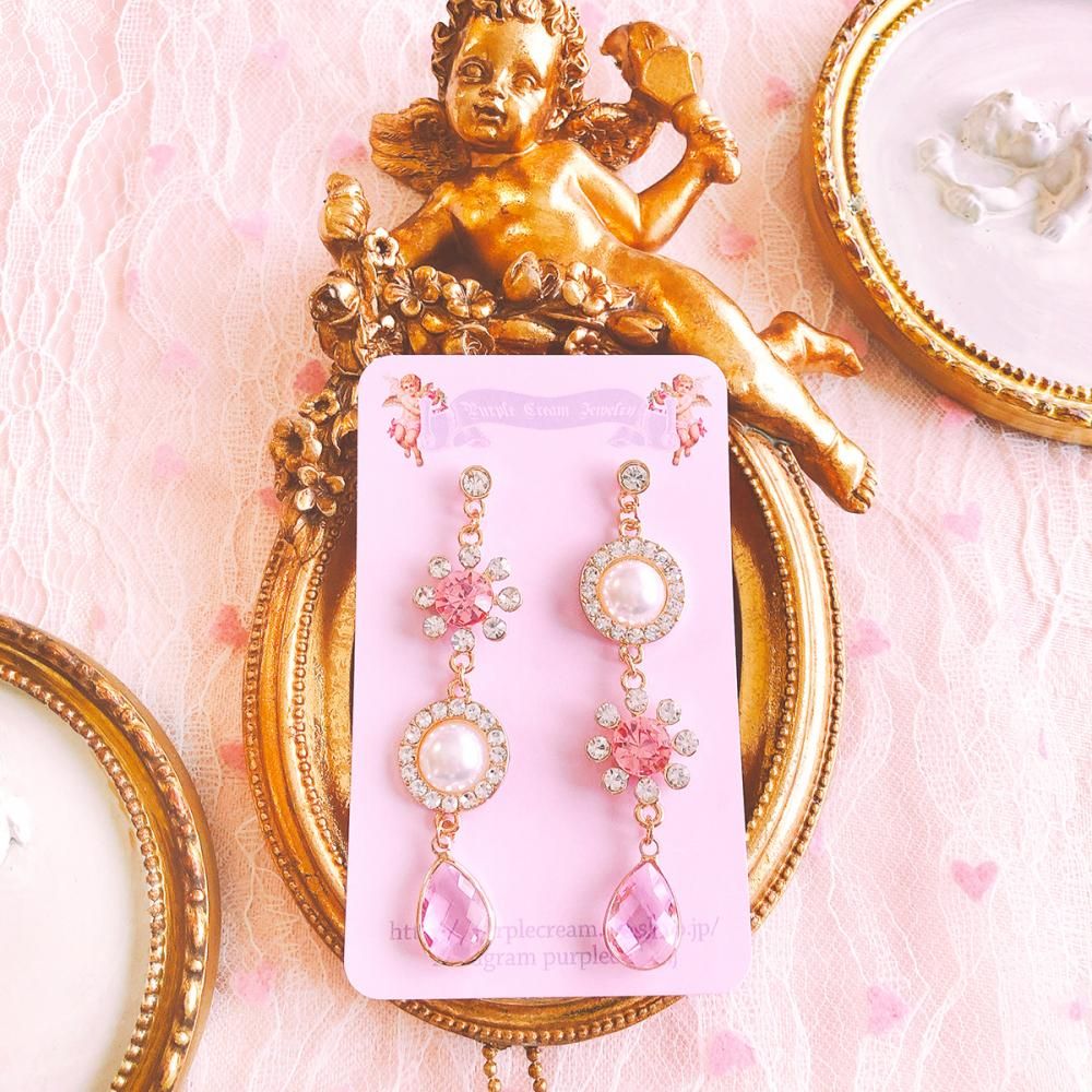 Purple Cream P120 ビジューパール ピアス