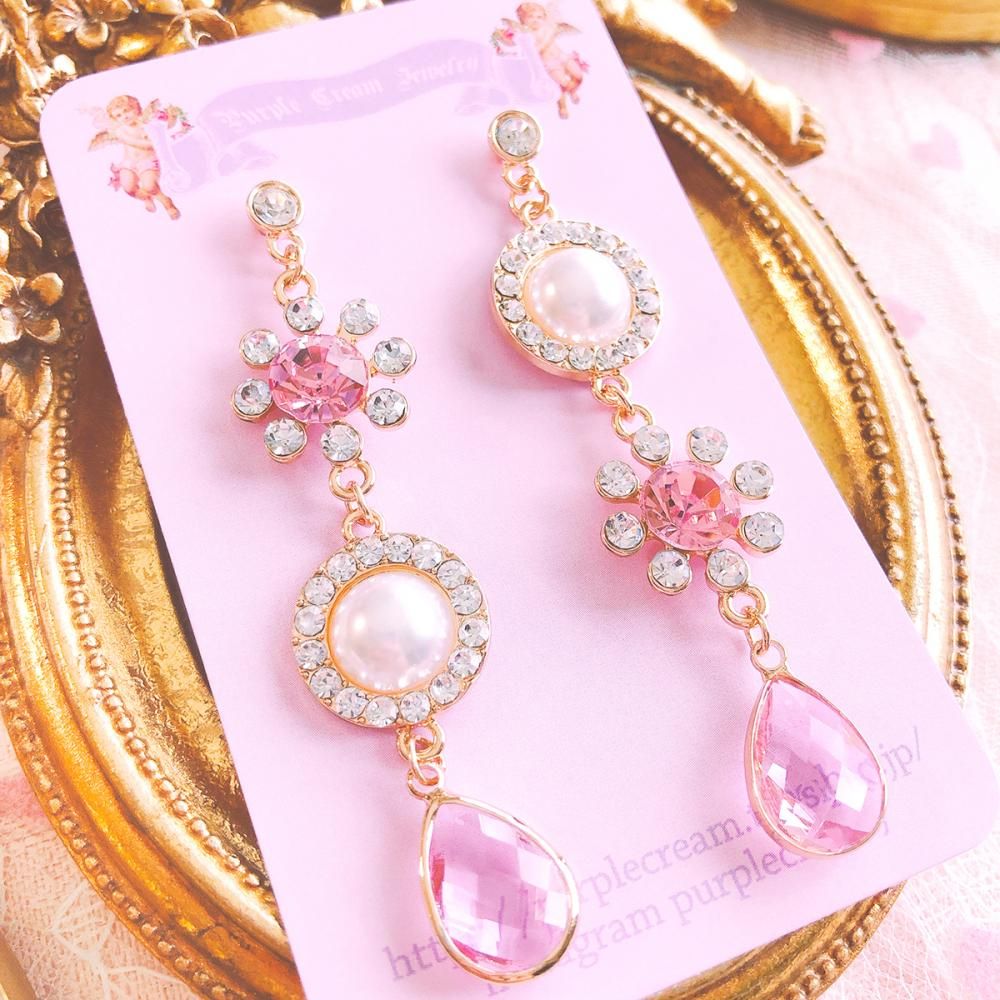 Purple Cream P120 ビジューパール ピアス