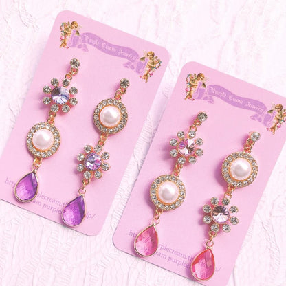 Purple Cream P120 ビジューパール ピアス