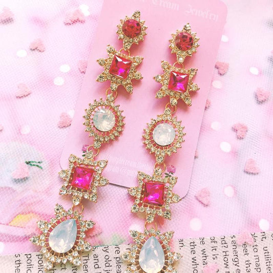 Purple Cream P022 Bijou Long Earrings