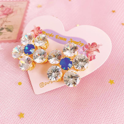 Purple Cream P866 ビジュー フラワー ピアス