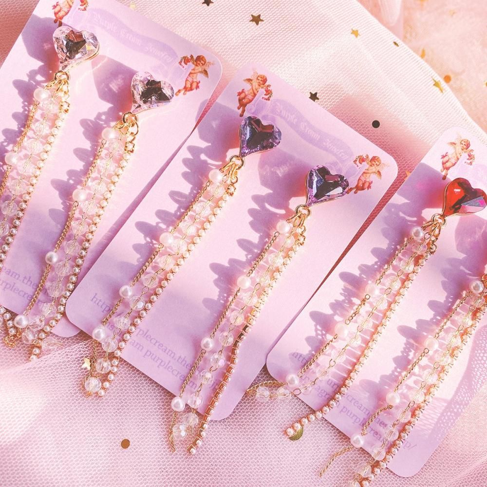 Purple Cream P159 ビジュー ピアス