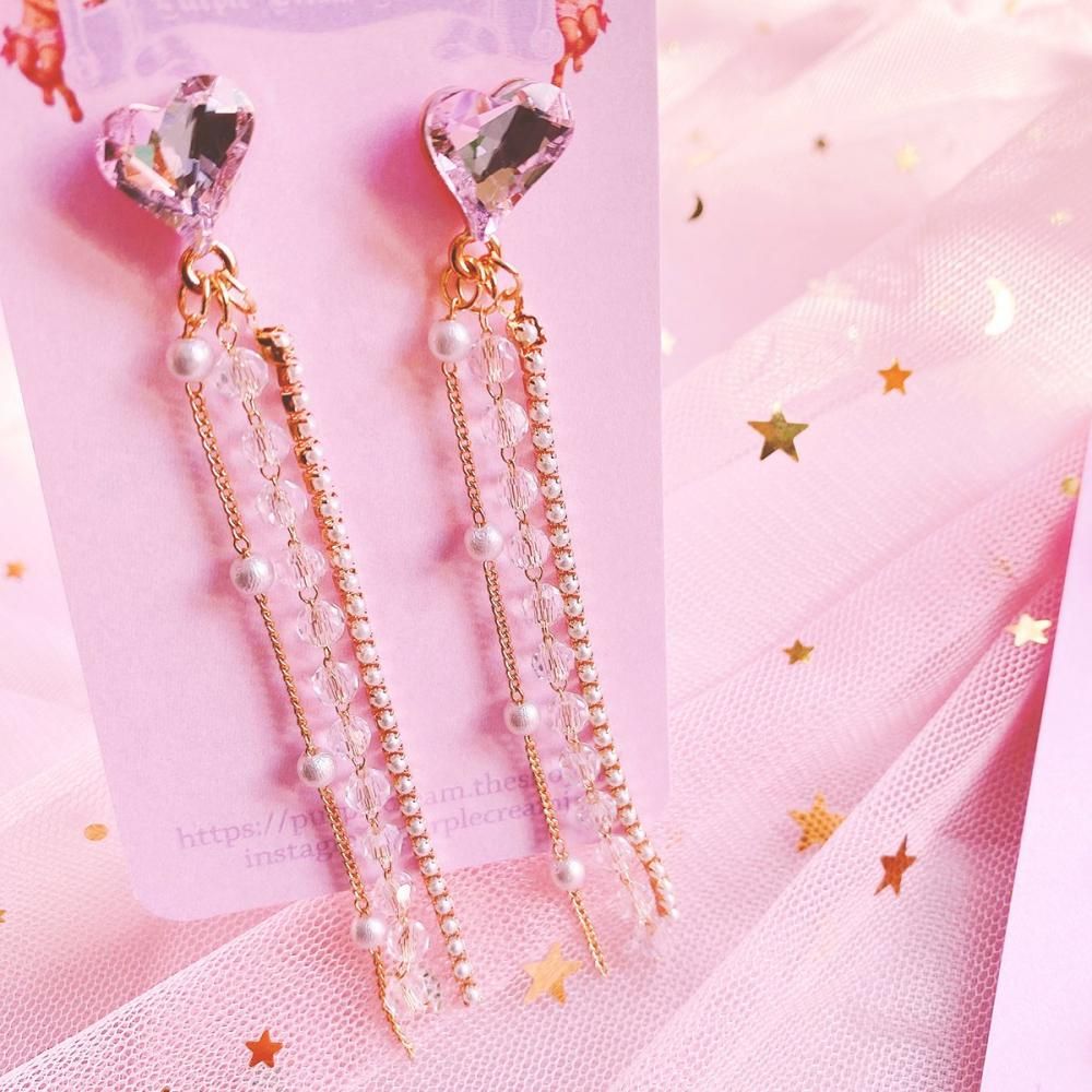 Purple Cream P159 ビジュー ピアス