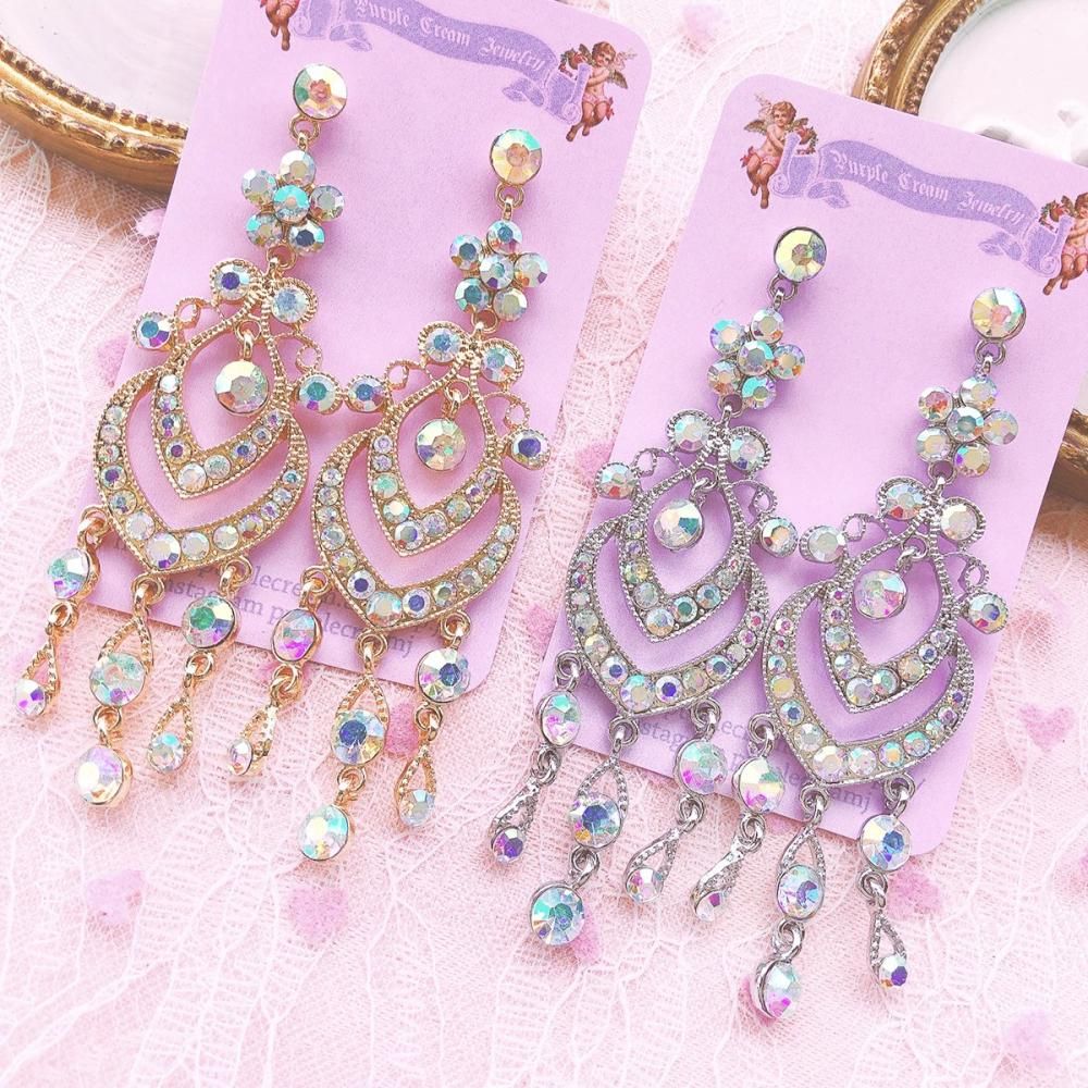 Purple Cream P557 ビジュー ピアス
