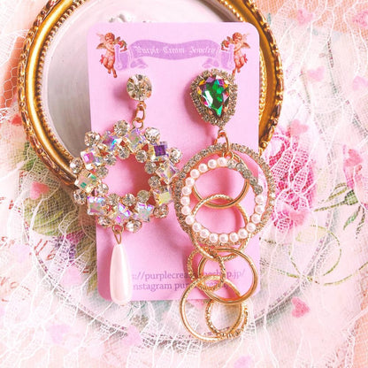 Purple Cream P442 ビジュー リング ピアス