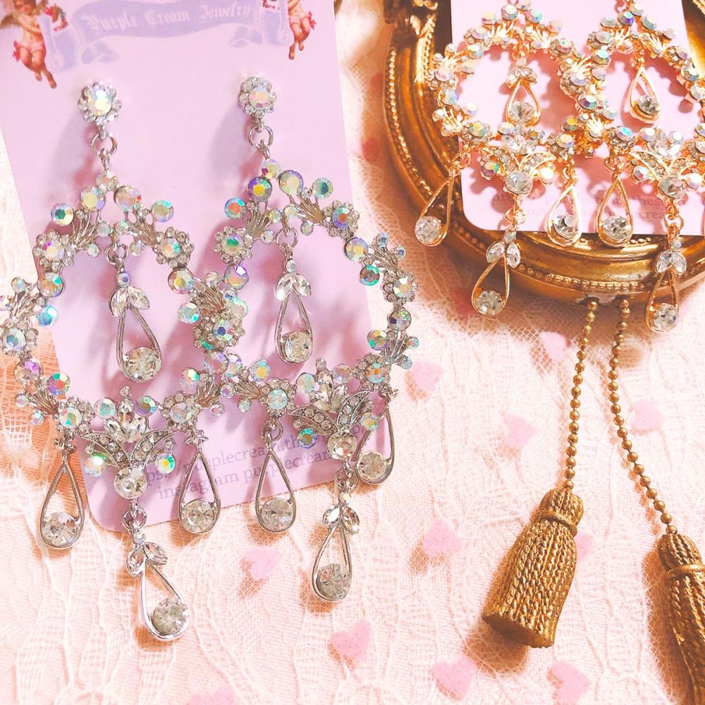 Purple Cream P621 ビジュー ピアス