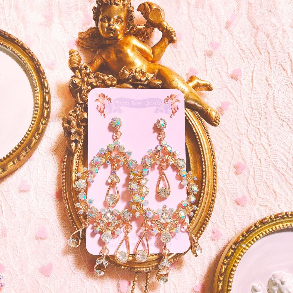 Purple Cream P621 ビジュー ピアス