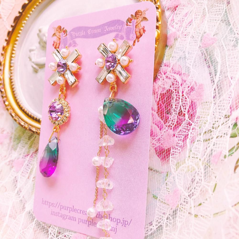 Purple Cream P449 ビジュー ピアス