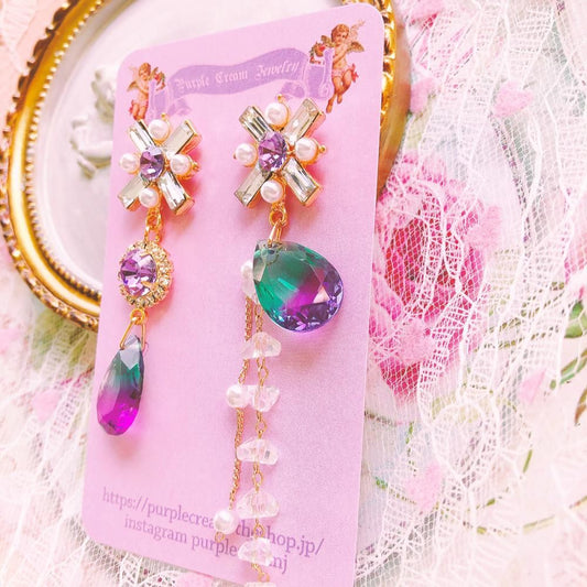 Purple Cream P449 ビジュー ピアス