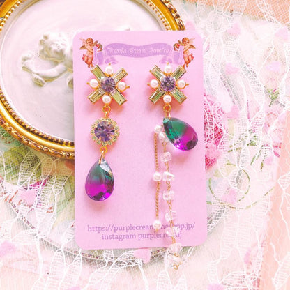 Purple Cream P449 ビジュー ピアス