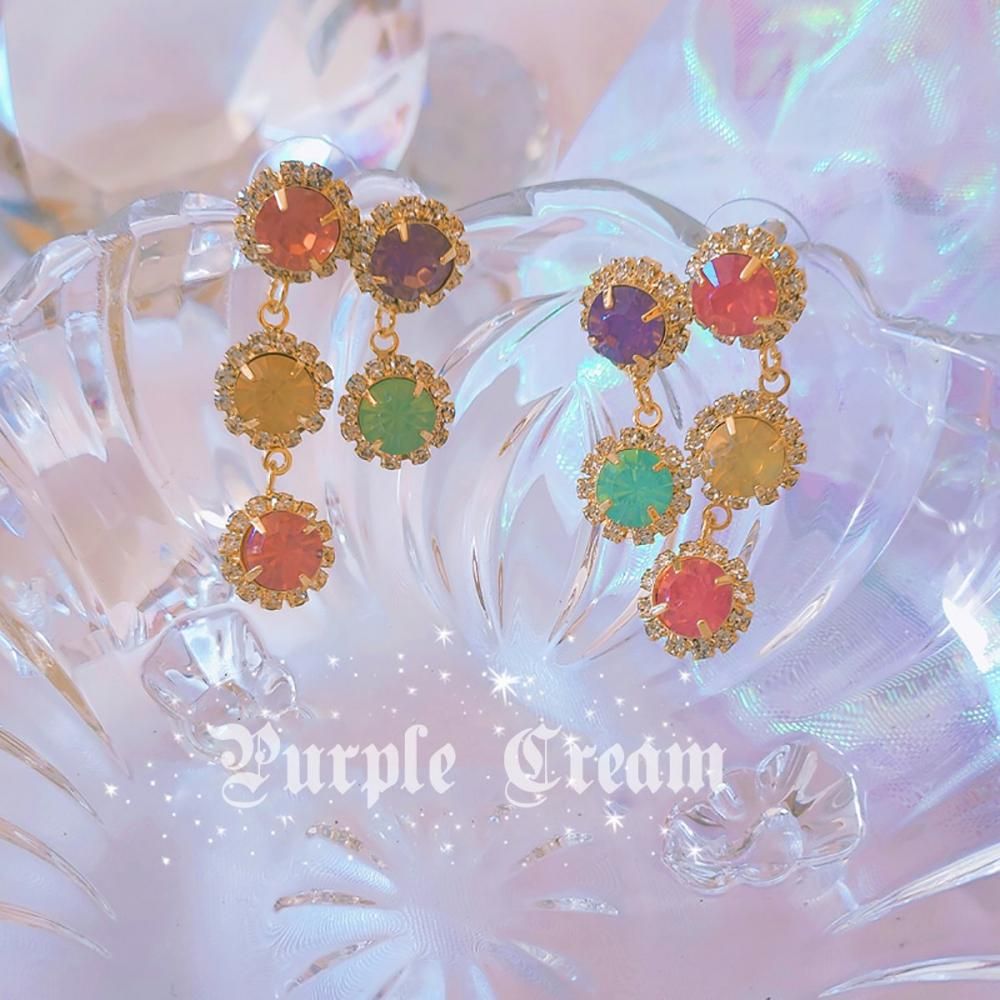 Purple Cream P631 ビジュー ピアス